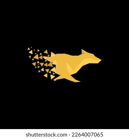 Fox head with abstract triangle splash effect. illustration logo vector.