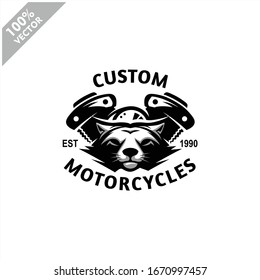 Fox head auto repair and custom Garage Vintage style logo. Design element for company logo, label, emblem, sign, apparel or other merchandise. Scalable and editable Vector illustration.