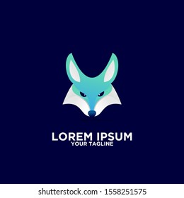 fox head blue colorful logo icon design vector 