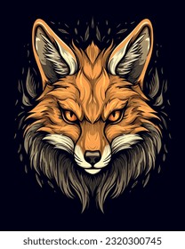 fox head, cartoon vector illustration