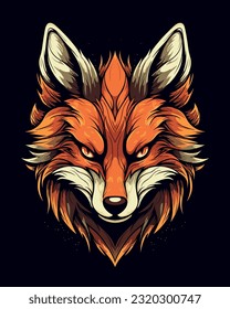 fox head, cartoon vector illustration