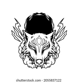 Fox Head With Cloud Silhouette Illustration for your business or merchandise