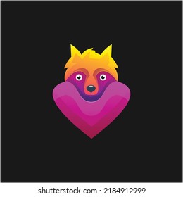 fox head colorful logo design template