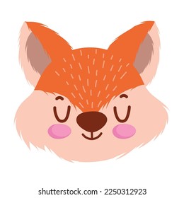 fox head cute animal icon isolated