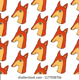 Fox head cute colorful seamless vector pattern