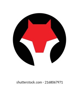 fox head in dark circle logo vector