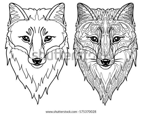 Download Fox Head Doodle Outline Animal Face Stock Vector Royalty Free 575370028