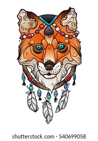 fox head with dream catcher