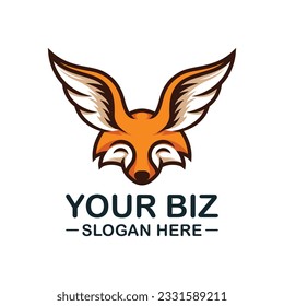 Fox Head with ear as wings, suitable for tour and travel business