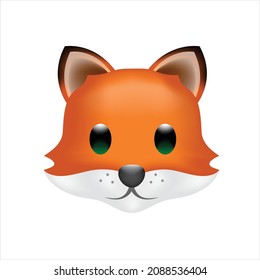 Fox head face art vector template design element. Use for poster education school kid children text emoji emotion expression reactions chat comment social media app smartphone to family friends