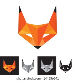 Logotipo de cara de la cabeza de Fox - Signo geométrico - Plantilla de logotipo del vector. Elemento de diseño. 