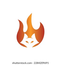 Fox head with fire burn modern logo