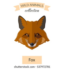 Fox head flat icon vector illustration
