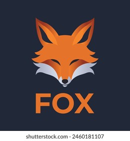 fox head flat minimalist logo