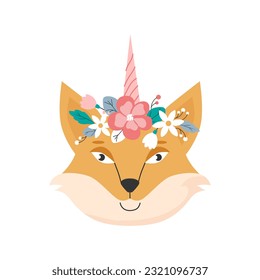 Fox head and flower