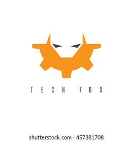 fox head and gear vector design template