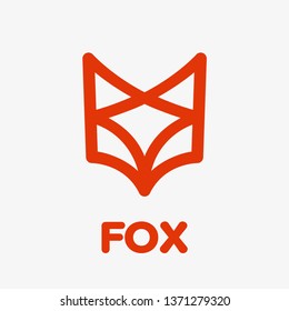 Fox Head Geometric Line Logo Icon Template. 