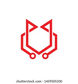 Fox head with geometric shapes