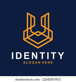 Fox head geometric simple line creative logo