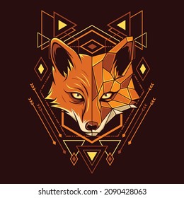 Fox head geometry illustration vector