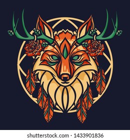 Fox Head Graphic Vector Design Tshirt - vector