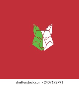 fox head in green and white
