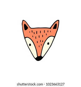 Fox Head Hand Drawn Doodle Vector Illustration
