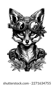 fox head hunter wearing sunglass steampunk