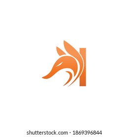 Fox head icon combination with letter I logo icon design vector