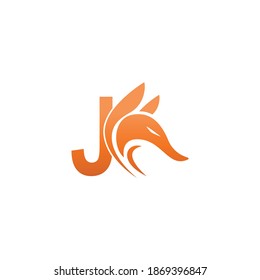 Fox head icon combination with letter J logo icon design vector
