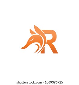 Fox head icon combination with letter R logo icon design vector