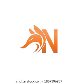 Fox head icon combination with letter N logo icon design vector