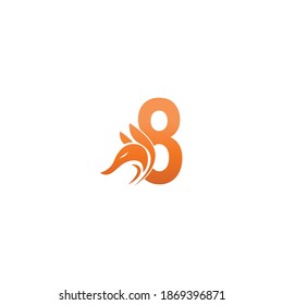 Fox head icon combination with number 8 logo icon design vector
