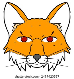 fox head icon illustration hand drawn isolated vector