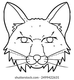fox head icon illustration hand drawn outline isolated vector