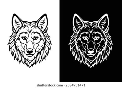 Fox head icon line out vector illustration design on white background.	