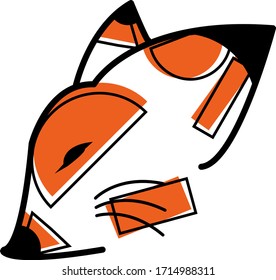 Fox head illustration graphic design with orange color and shape