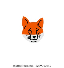 Fox head illustration in minimalist cutting style isolated on white