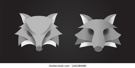 fox head illustration paper cut vector