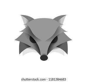 fox head illustration paper cut vector