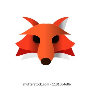 fox head illustration paper cut vector