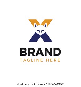 Fox head inside letter X logo template