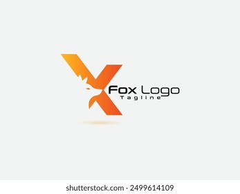 Fox head with letter x. Typography template. X Fox logo design. X letter logo. Lettering. Premium animal logo art. Wordmark.