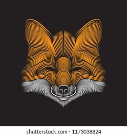 Fox head line art illustration vector. Editable element design for t shirt, poster, wallpaper, etc.