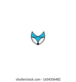 Fox head line art logo design vector