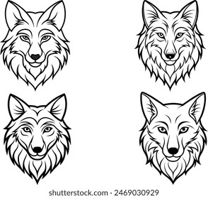 fox head line art vector illustration 