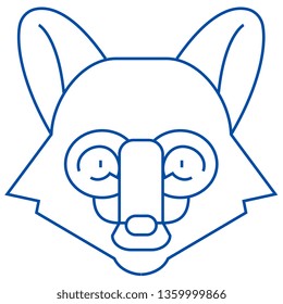 Fox head line icon concept. Fox head flat  vector symbol, sign, outline illustration.