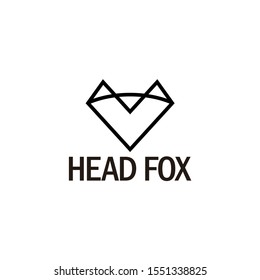 fox head line logo design concept vector