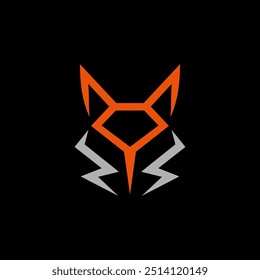 fox head logo with abstract lines vector
