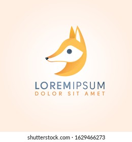 Fox head logo: animal vector cartoon logotype template, business symbol, brand identity icon design